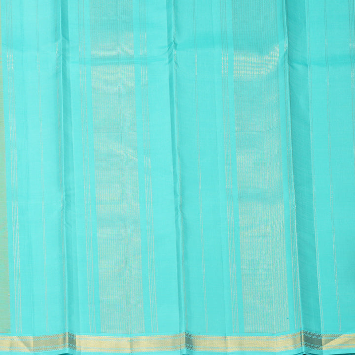 Hayagrivas Handloom Pista Green Kanjivaram Silk Saree with Sky Blue Border KBF991I1-1