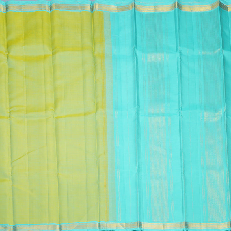 Hayagrivas Handloom Pista Green Kanjivaram Silk Saree with Sky Blue Border KBF991I1-1