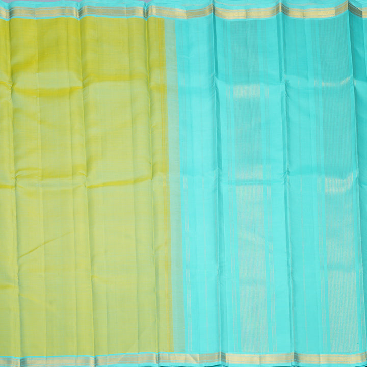 Hayagrivas Handloom Pista Green Kanjivaram Silk Saree with Sky Blue Border KBF991I1-1