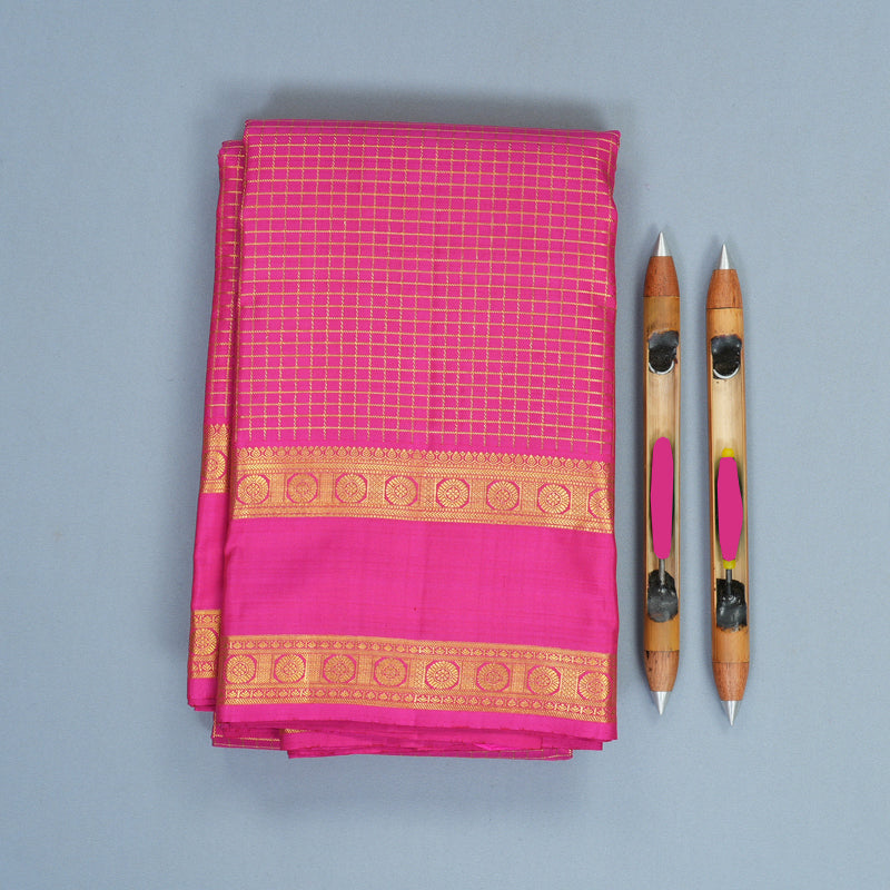 Hayagrivas Handloom Rani Pink Kanjivaram Silk Saree KBF991I11-1