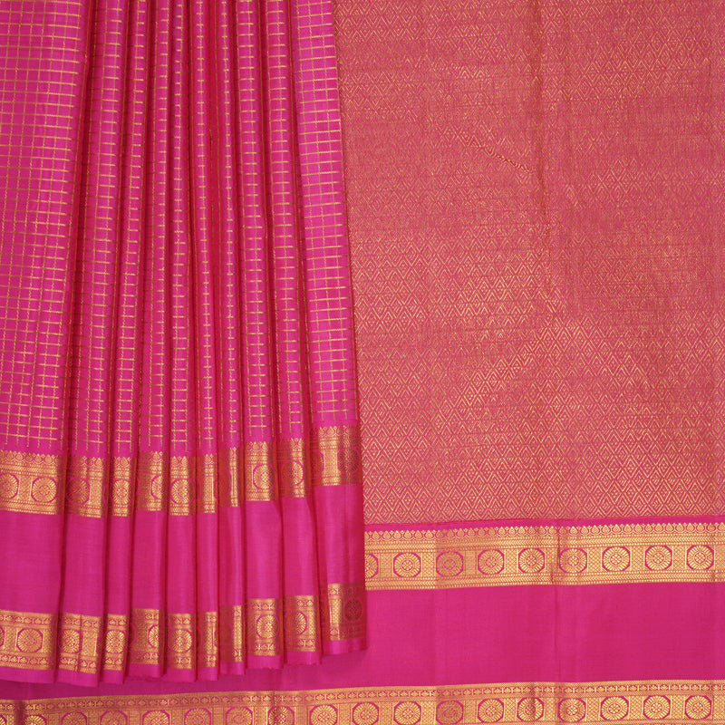 Hayagrivas Handloom Rani Pink Kanjivaram Silk Saree KBF991I11-1