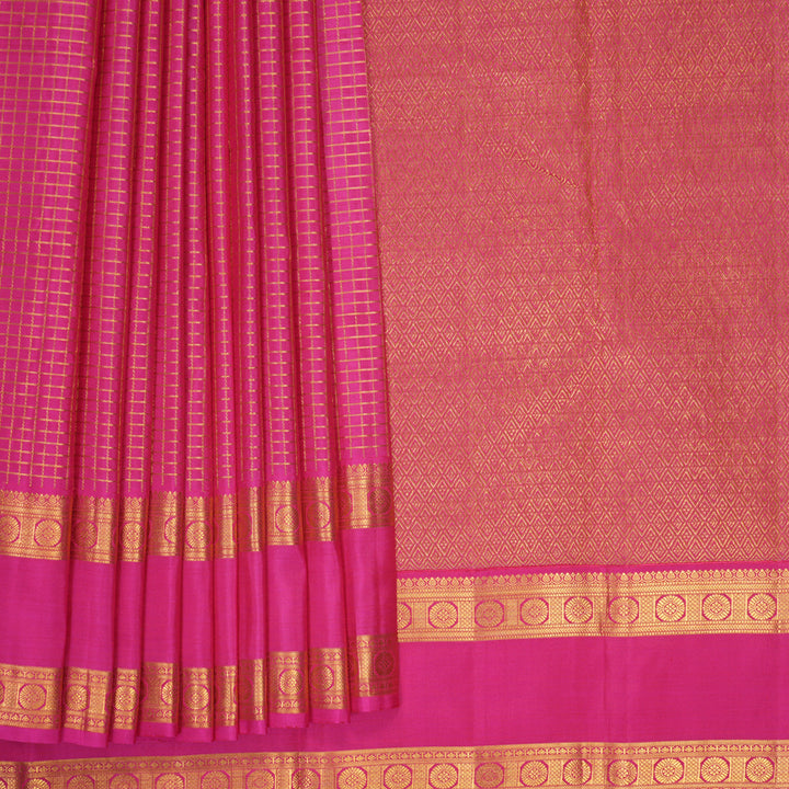 Hayagrivas Handloom Rani Pink Kanjivaram Silk Saree KBF991I11-1