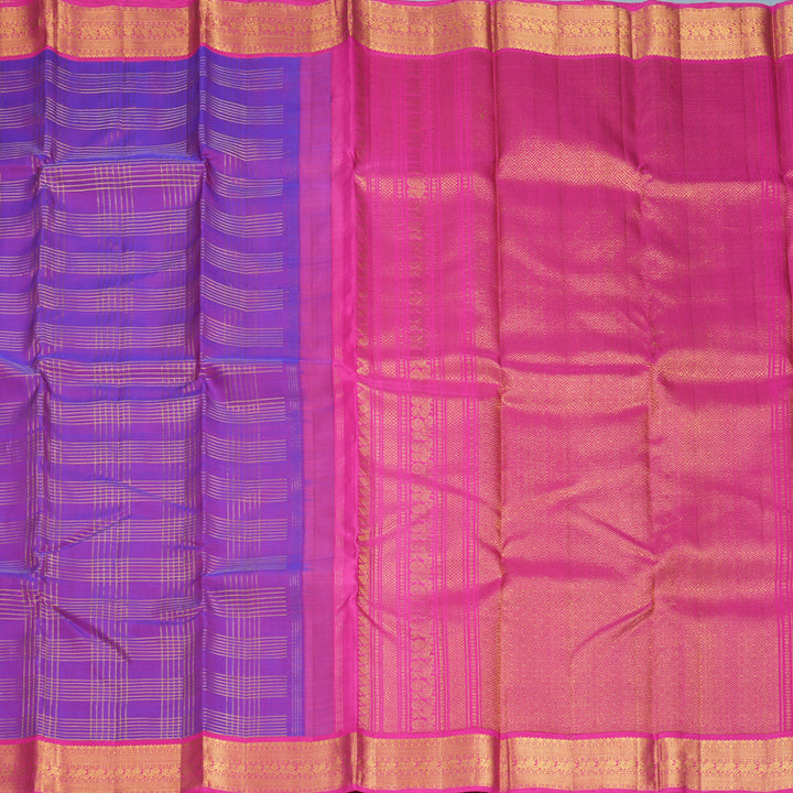 Hayagrivas Handloom Purple Kanjivaram Silk Saree with Pink Border KBF991I12-1