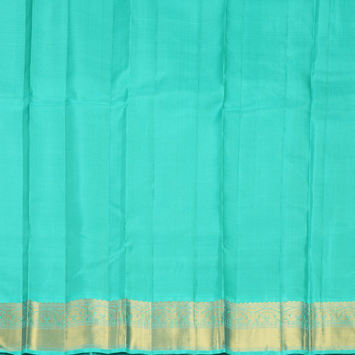 Hayagrivas Handloom Dark Blue Kanjivaram Silk Saree with Sea Blue Border KBF991I13-1