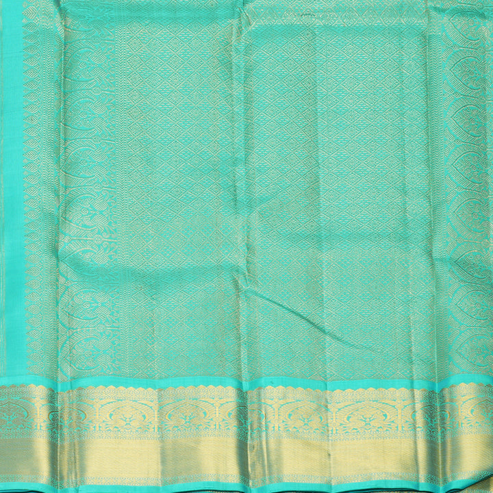 Hayagrivas Handloom Dark Blue Kanjivaram Silk Saree with Sea Blue Border KBF991I13-1