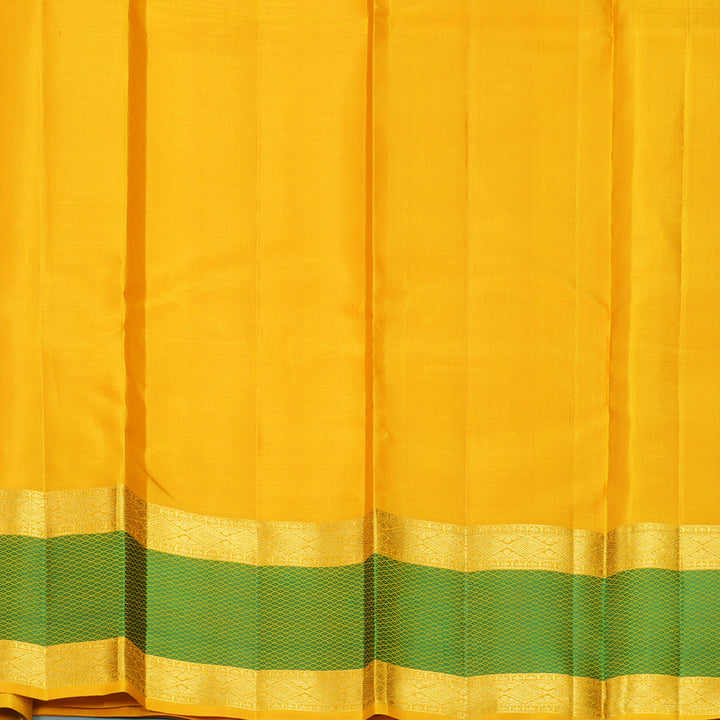 Hayagrivas Handloom Yellow Kanjivaram Silk Saree with Green Border KBF991I3-1