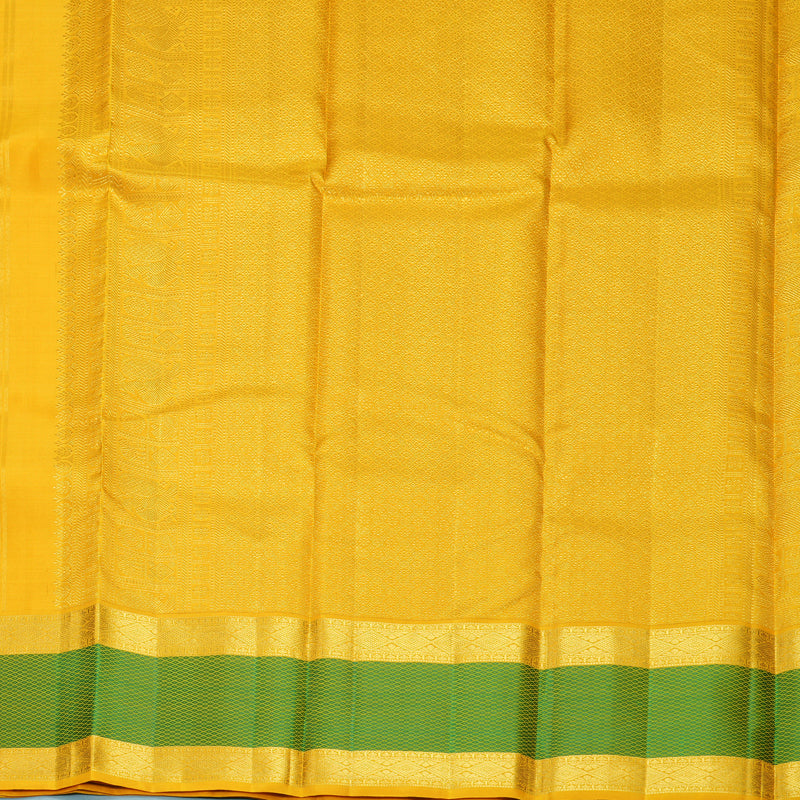 Hayagrivas Handloom Yellow Kanjivaram Silk Saree with Green Border KBF991I3-1