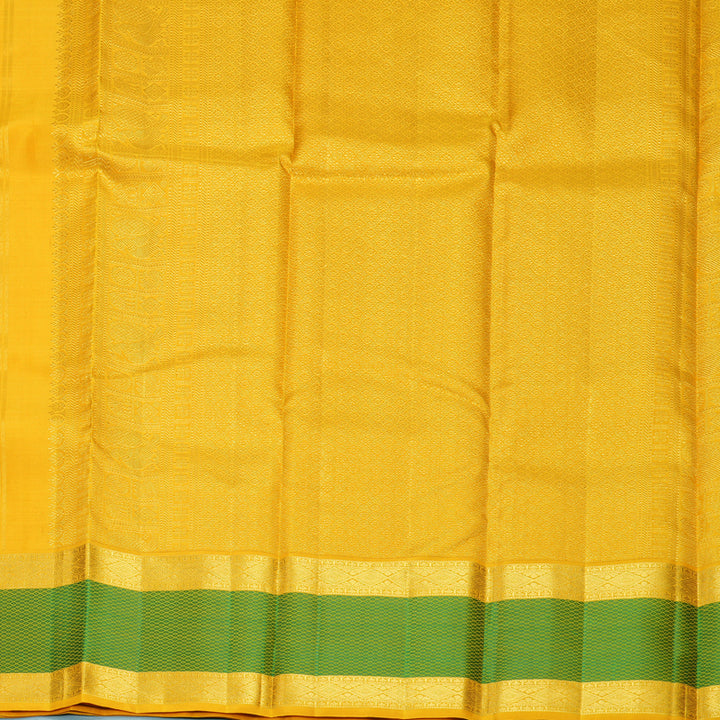Hayagrivas Handloom Yellow Kanjivaram Silk Saree with Green Border KBF991I3-1