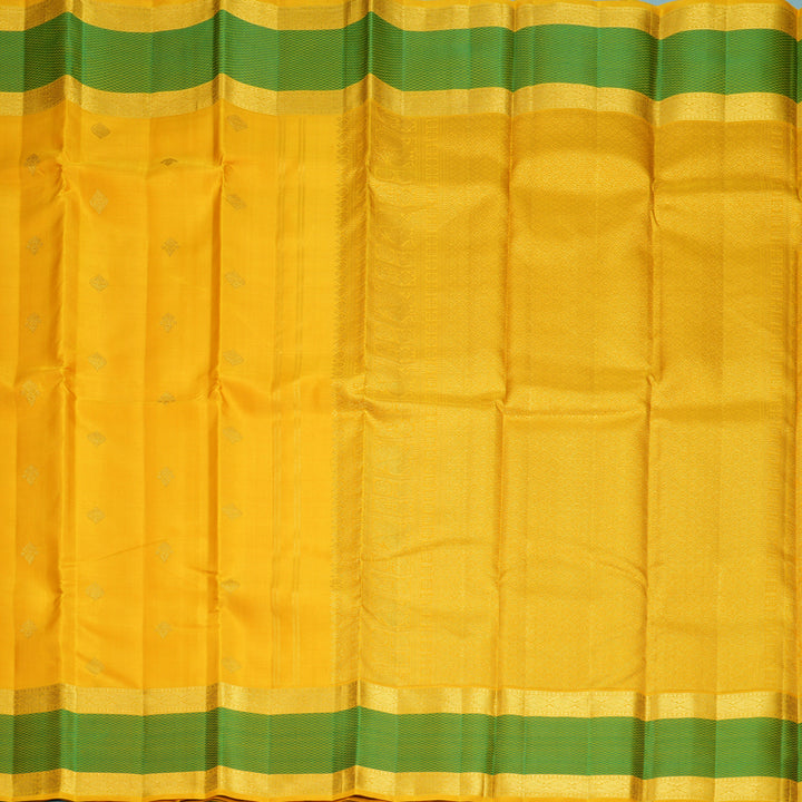 Hayagrivas Handloom Yellow Kanjivaram Silk Saree with Green Border KBF991I3-1