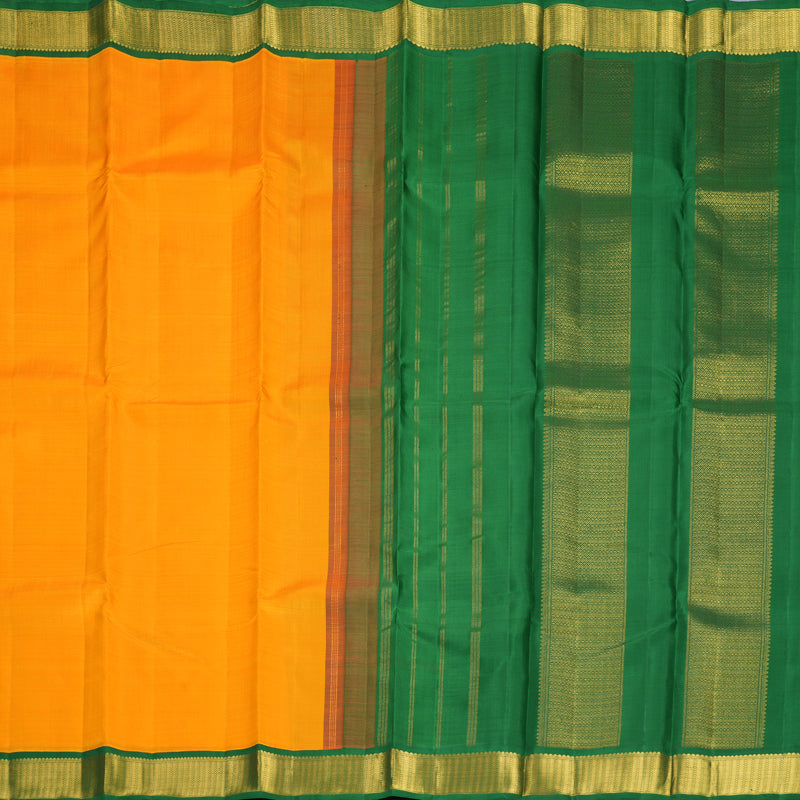 Hayagrivas Handloom Mambazham Orange Kanjivaram Silk Saree with Dark Green Border KBF991I4-1