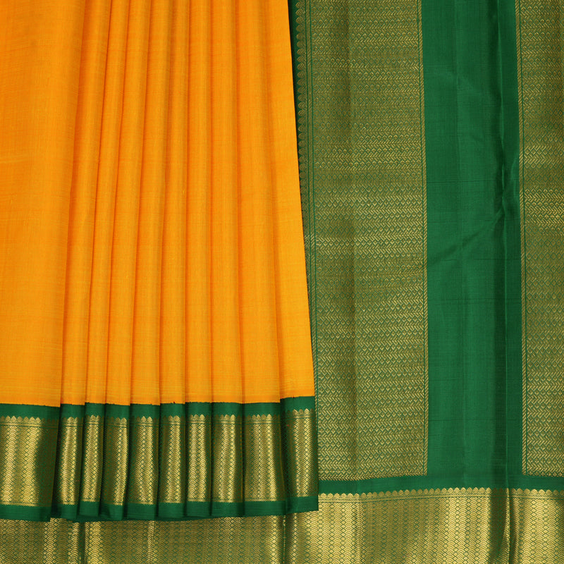 Hayagrivas Handloom Mambazham Orange Kanjivaram Silk Saree with Dark Green Border KBF991I4-1