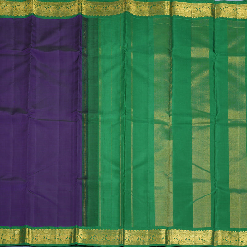 Hayagrivas Handloom Purple Kanjivaram Silk Saree with Dark Green Border KBF991I5-1