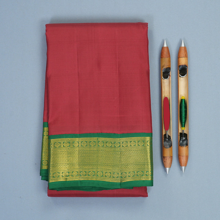 Hayagrivas Handloom Maroon Kanjivaram Silk Saree with Dark Green Border KBF991I6-1