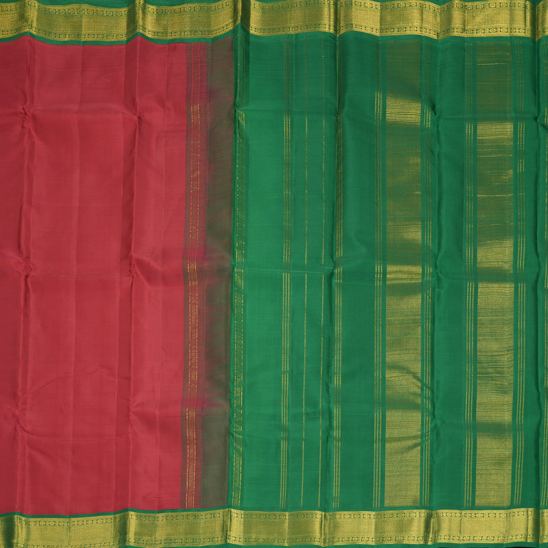 Hayagrivas Handloom Maroon Kanjivaram Silk Saree with Dark Green Border KBF991I6-1