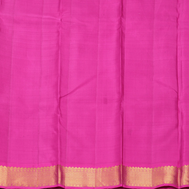 Hayagrivas Handloom Bottle Green Kanjivaram Silk Saree with Rani Pink Border KBF991I8-1
