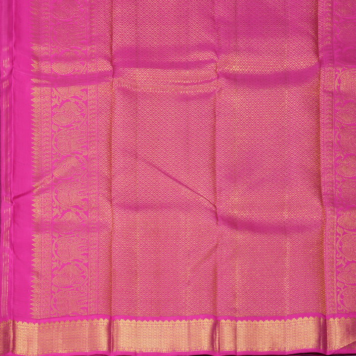 Hayagrivas Handloom Bottle Green Kanjivaram Silk Saree with Rani Pink Border KBF991I8-1