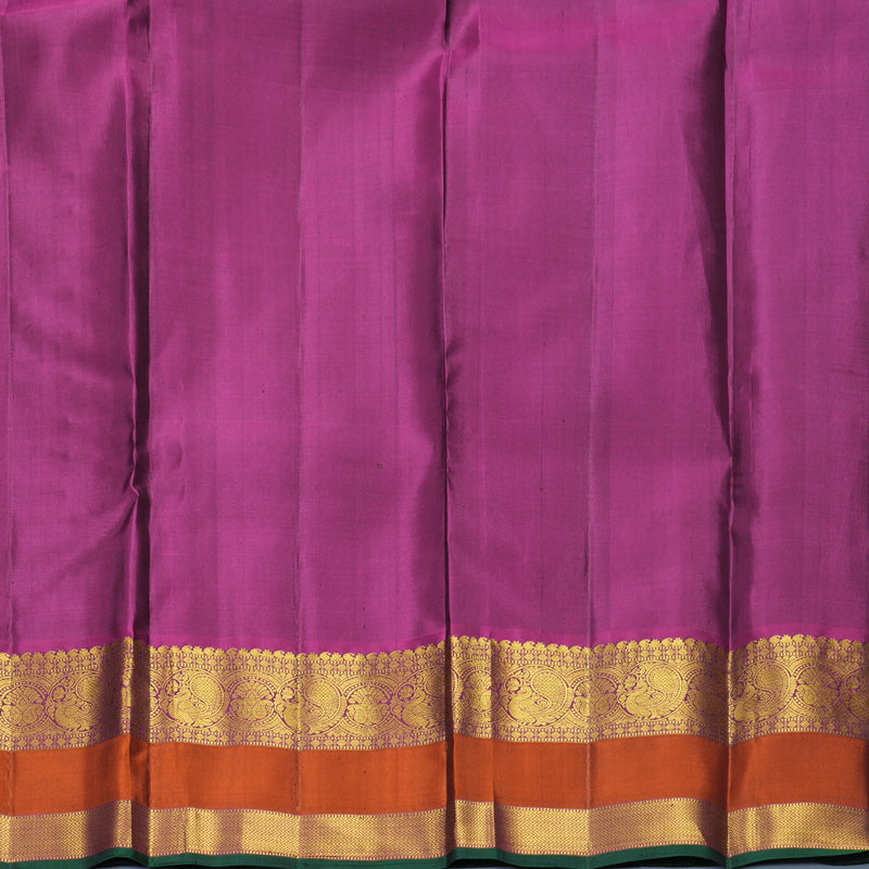 Hayagrivas Handloom Bottle Green Kanjivaram Silk Saree with Rust Orange Border KBF992I1-1
