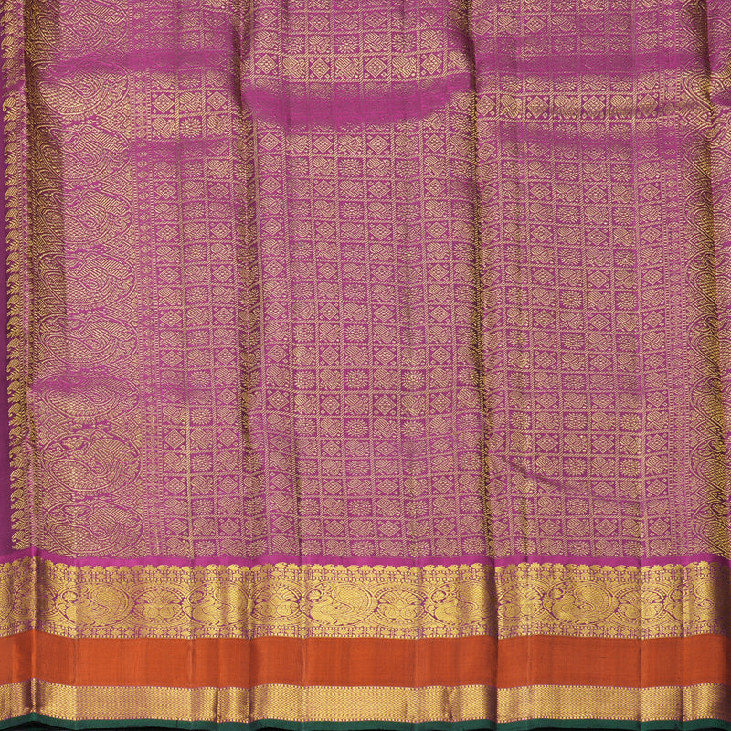 Hayagrivas Handloom Bottle Green Kanjivaram Silk Saree with Rust Orange Border KBF992I1-1