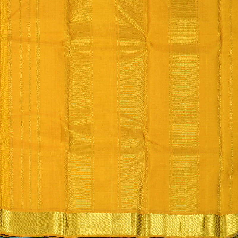Hayagrivas Handloom Yellow Stripes Kanjivaram Silk Saree with Mustard Yellow Border KBF992I2-1