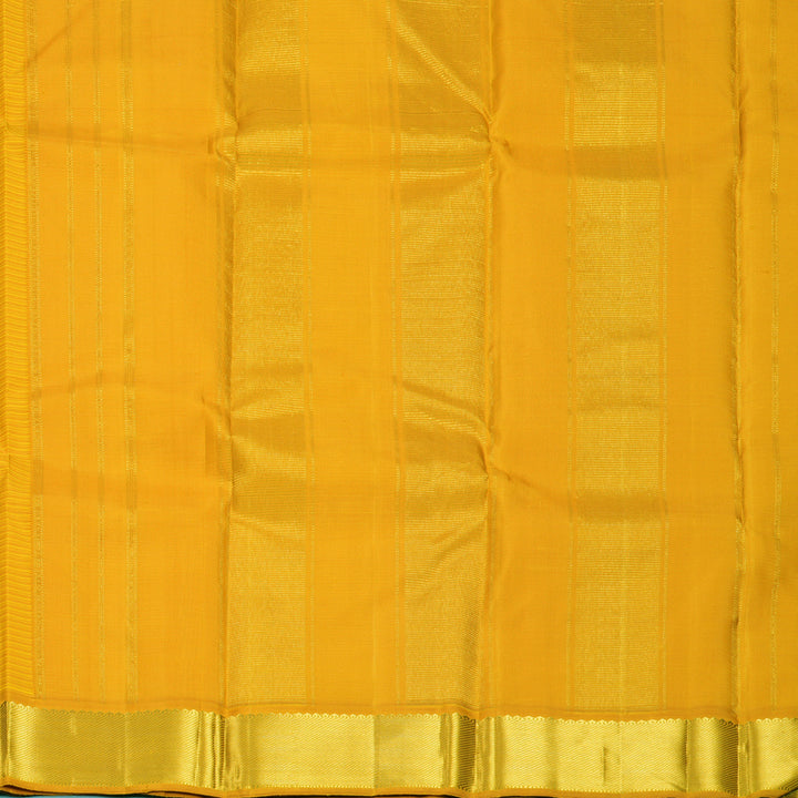 Hayagrivas Handloom Yellow Stripes Kanjivaram Silk Saree with Mustard Yellow Border KBF992I2-1