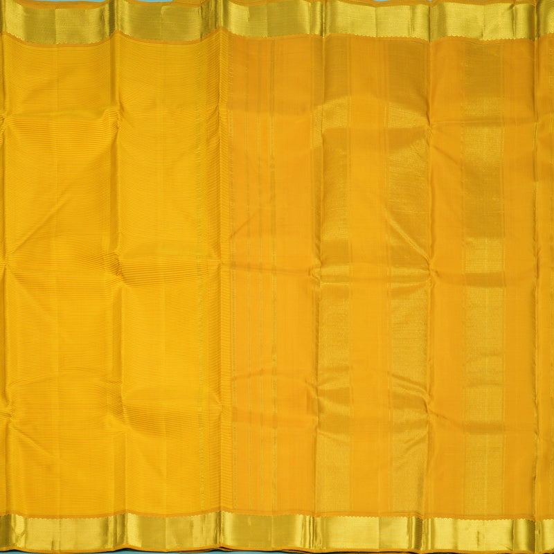 Hayagrivas Handloom Yellow Stripes Kanjivaram Silk Saree with Mustard Yellow Border KBF992I2-1