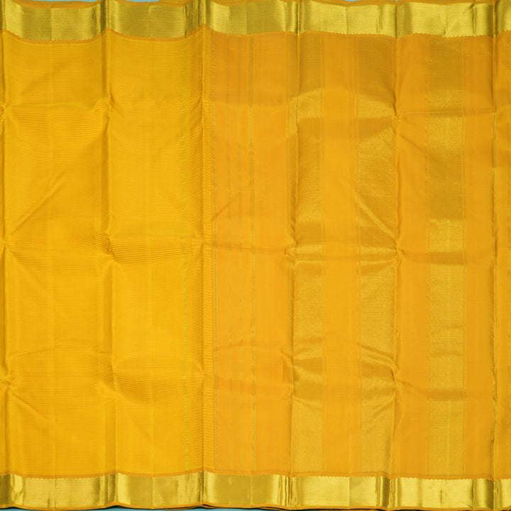Hayagrivas Handloom Yellow Stripes Kanjivaram Silk Saree with Mustard Yellow Border KBF992I2-1