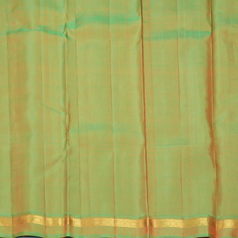 Hayagrivas Handloom Orange Kanjivaram Silk Saree with Light Green Border KBF992I3-3