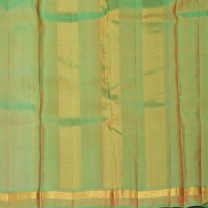 Hayagrivas Handloom Orange Kanjivaram Silk Saree with Light Green Border KBF992I3-3