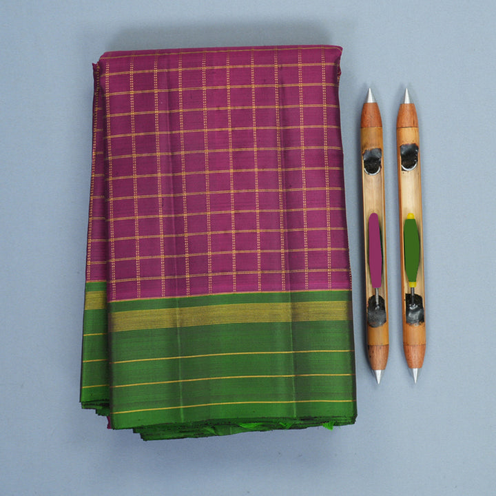 Hayagrivas Handloom Purple Kanjivaram Silk Saree with Leaf Green Border KBF993I1-1