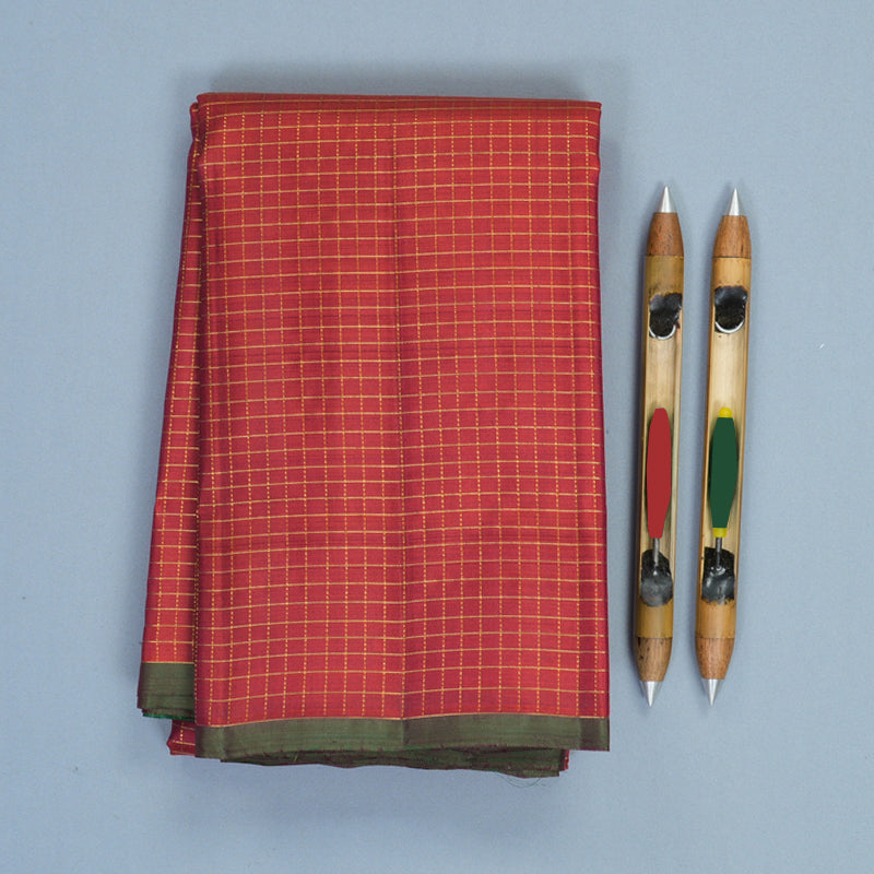 Hayagrivas Handloom Reddish-Orange Kanjivaram Silk Saree KBF993I1-2