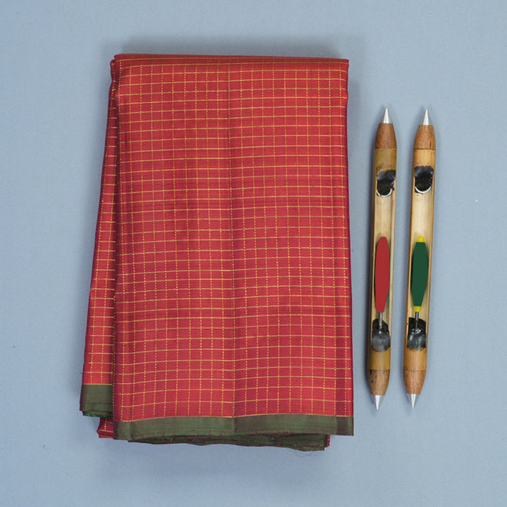 Hayagrivas Handloom Reddish-Orange Kanjivaram Silk Saree KBF993I1-2