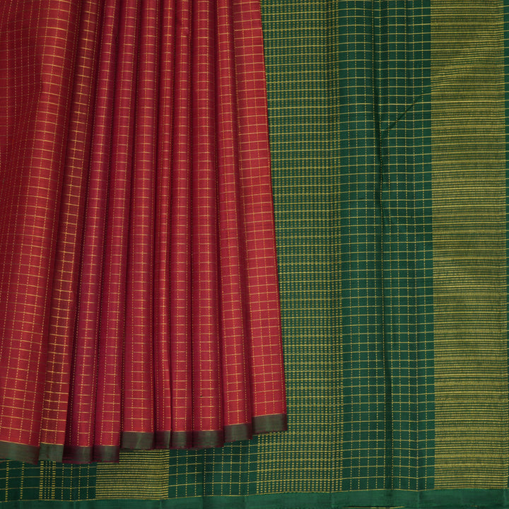 Hayagrivas Handloom Reddish-Orange Kanjivaram Silk Saree KBF993I1-2