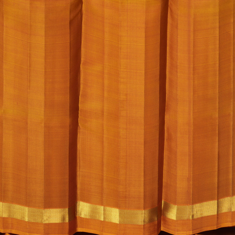 Hayagrivas Handloom Manthalir Green Kanjivaram Silk Saree with Golden Orange Border KBF993I2-2