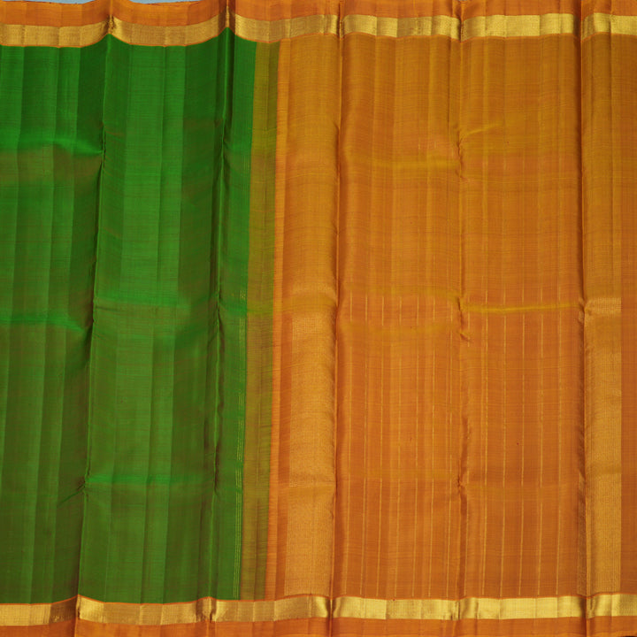 Hayagrivas Handloom Manthalir Green Kanjivaram Silk Saree with Golden Orange Border KBF993I2-2