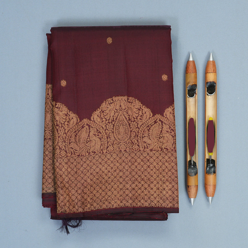 Hayagrivas Handloom Wine Maroon Kanjivaram Silk Saree KBF994I1-1