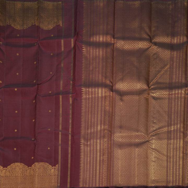 Hayagrivas Handloom Wine Maroon Kanjivaram Silk Saree KBF994I1-1