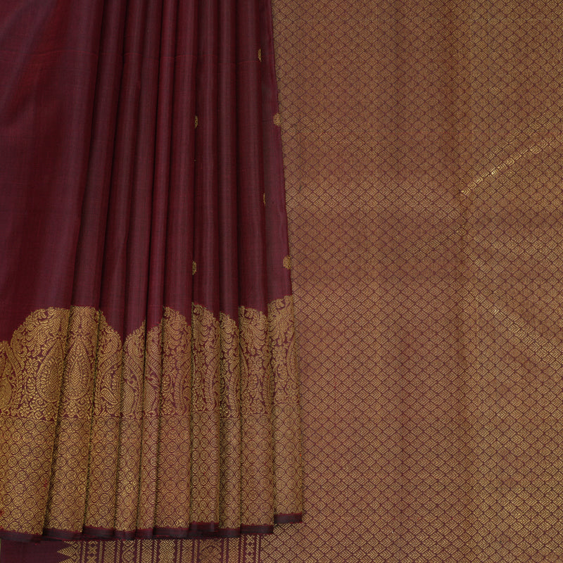 Hayagrivas Handloom Wine Maroon Kanjivaram Silk Saree KBF994I1-1