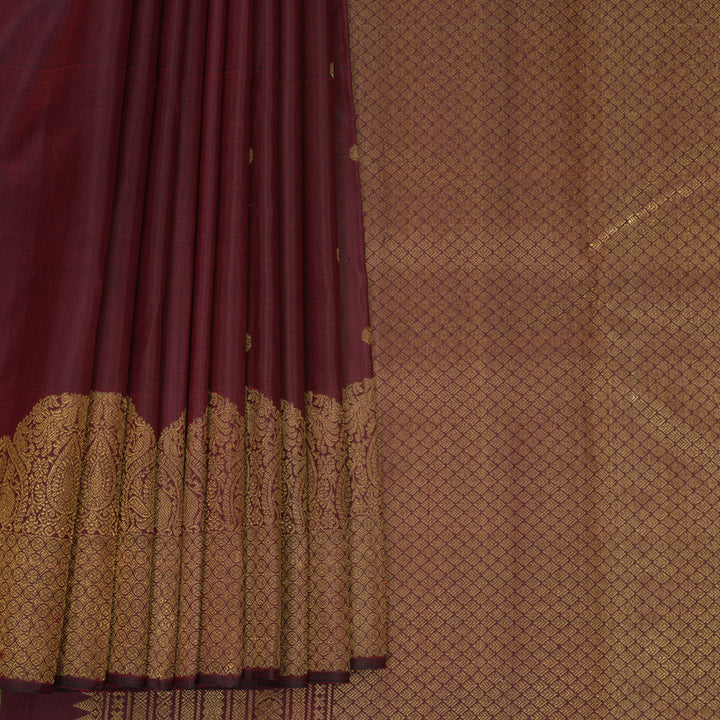 Hayagrivas Handloom Wine Maroon Kanjivaram Silk Saree KBF994I1-1