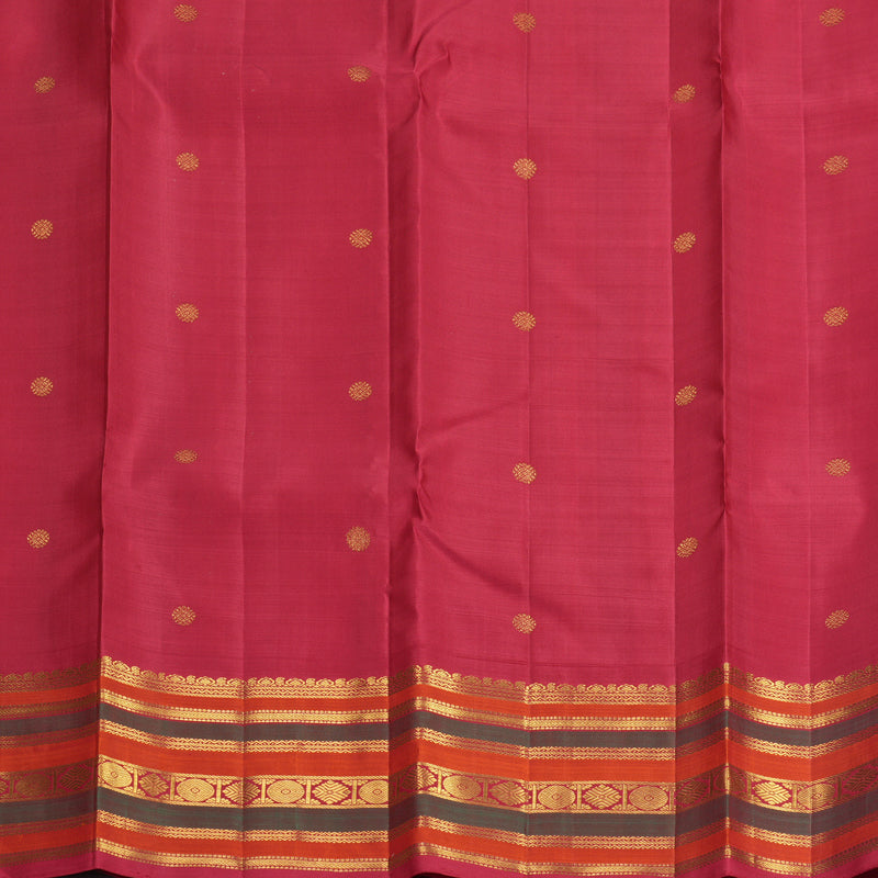 Hayagrivas Handloom Mustard Yellow Kanjivaram Silk Saree with Maroon Border KBF994I3-1