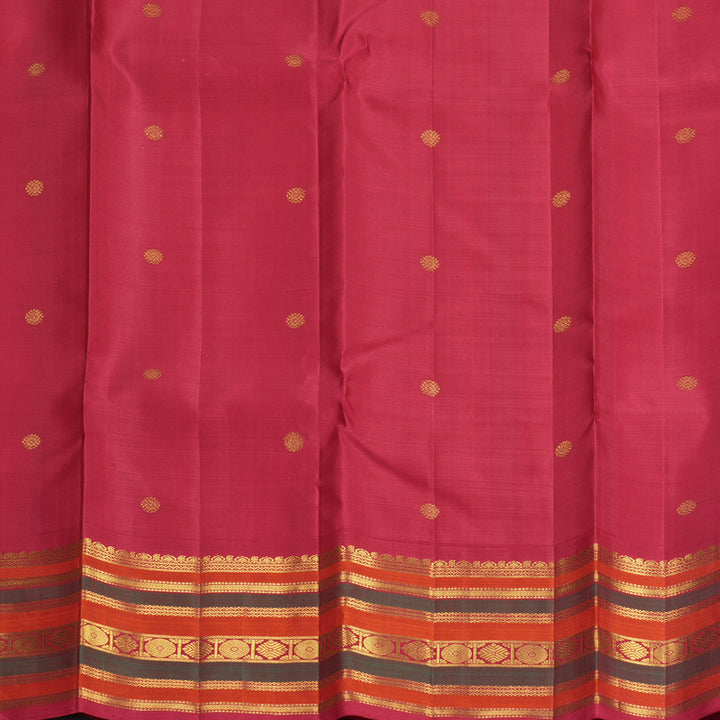 Hayagrivas Handloom Mustard Yellow Kanjivaram Silk Saree with Maroon Border KBF994I3-1