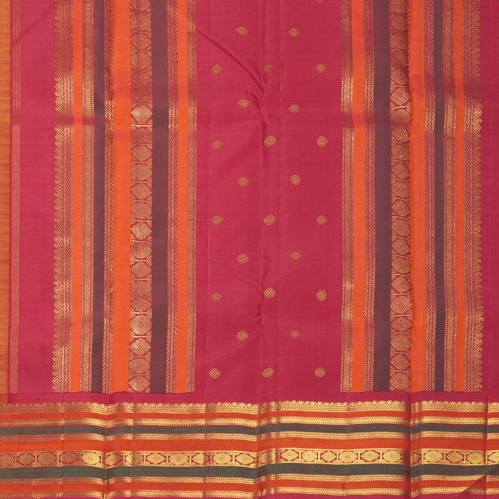 Hayagrivas Handloom Mustard Yellow Kanjivaram Silk Saree with Maroon Border KBF994I3-1