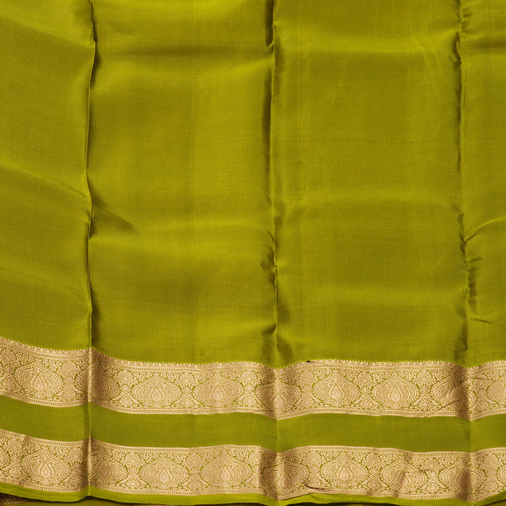 Hayagrivas Handloom Rust Orange Kanjivaram Silk Saree with Olive Green Border KBF995I1-27