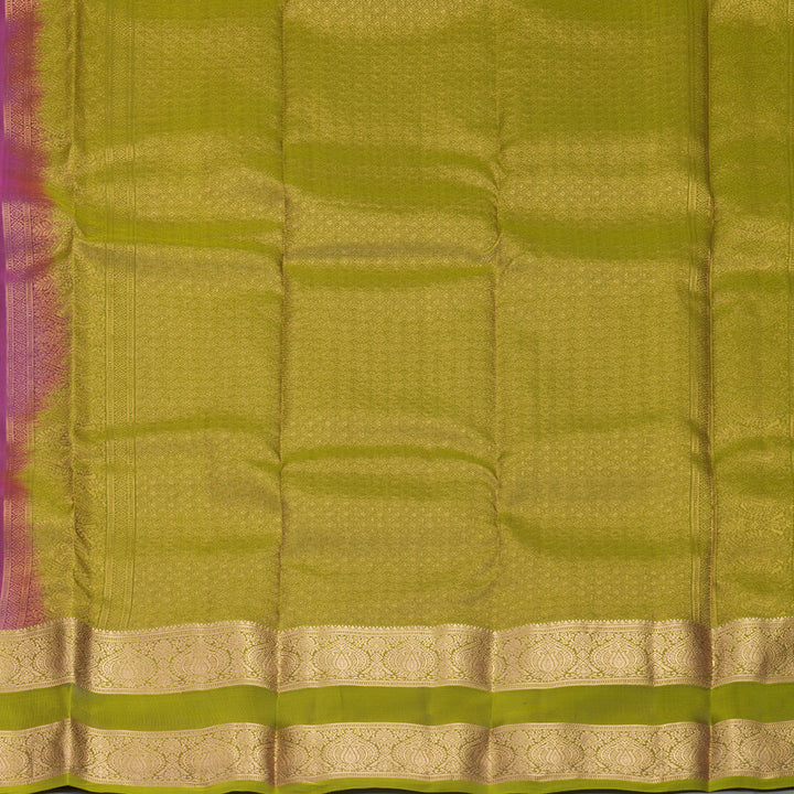 Hayagrivas Handloom Purple Kanjivaram Silk Saree with Olive Green Border KBF995I1-9