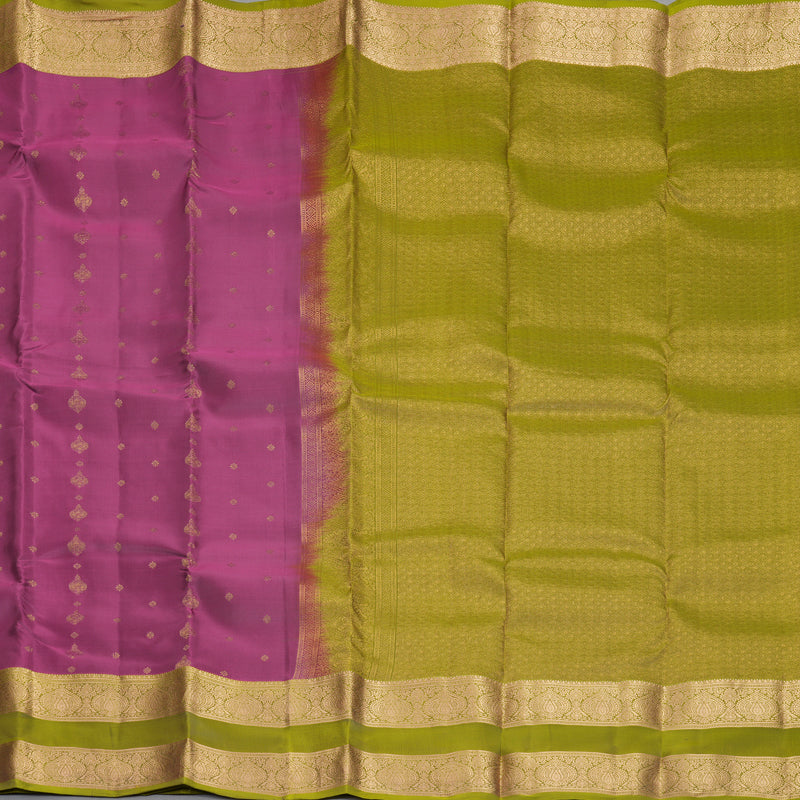 Hayagrivas Handloom Purple Kanjivaram Silk Saree with Olive Green Border KBF995I1-9