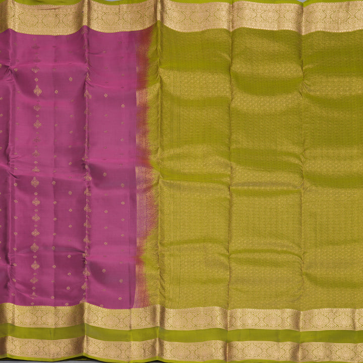 Hayagrivas Handloom Purple Kanjivaram Silk Saree with Olive Green Border KBF995I1-9