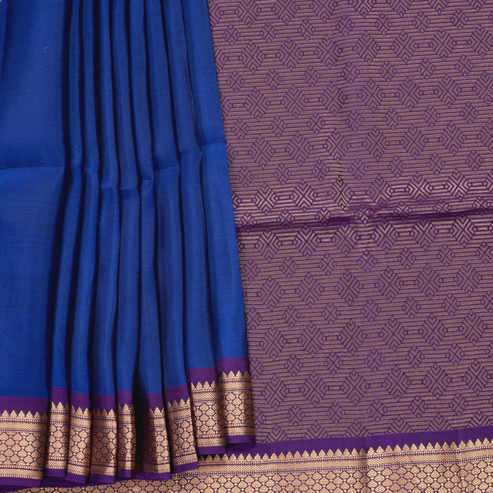 Hayagrivas Royal Blue Handloom Soft Silk Saree KBF996I1-1