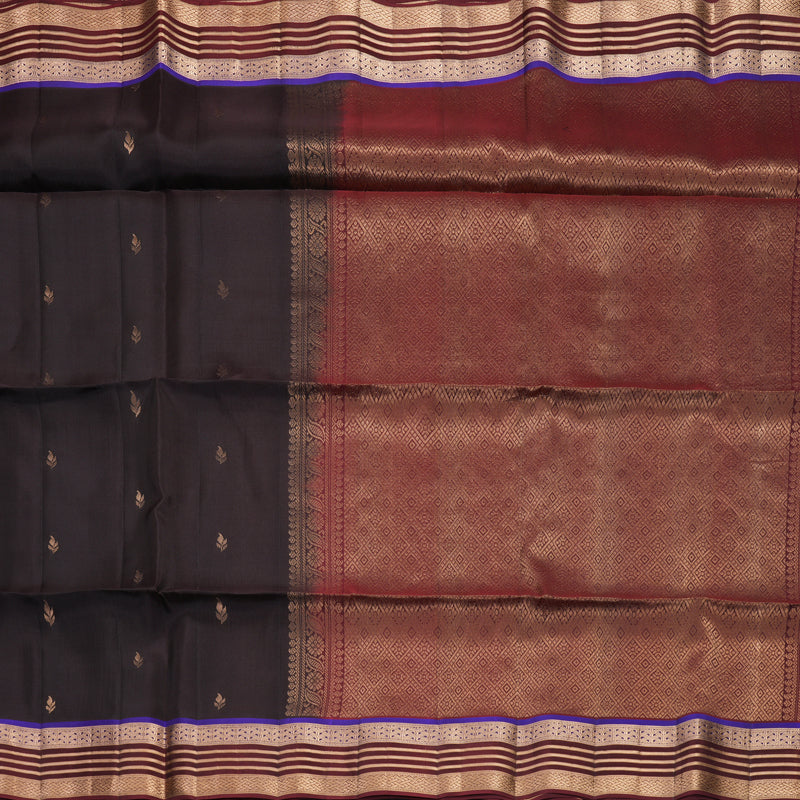 Hayagrivas Kanchana Brown Handloom Soft Silk Saree KBF996I1-3