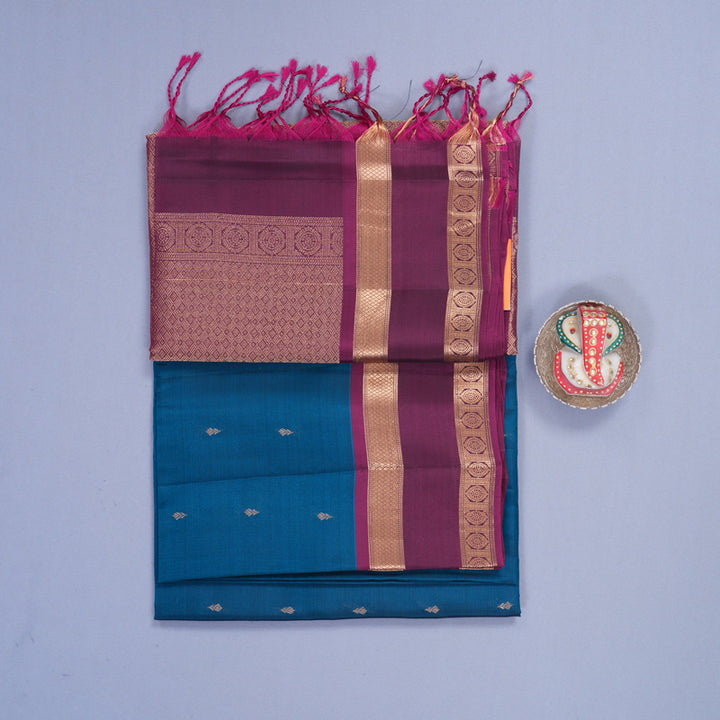 Hayagrivas Ramar Blue Handloom Soft Silk Saree KBF996I1-5