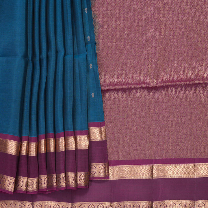 Hayagrivas Ramar Blue Handloom Soft Silk Saree KBF996I1-5