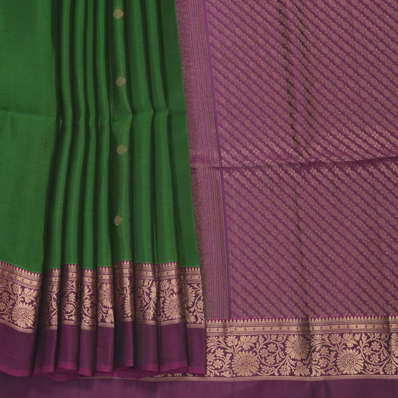 Hayagrivas Leaf Green Handloom Soft Silk Saree KBF996I1-6